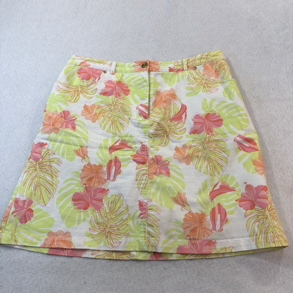 Hearts Of Palm Women Skort Sz 10 Green White Tropical Golf Tennis Pickleball